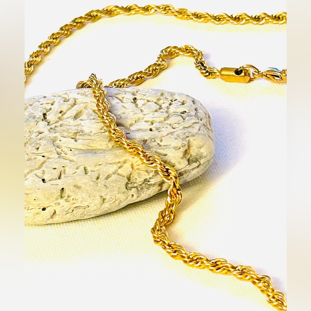 Gold rope chain stainless steel 29” length, width 4 mm - Picture 3 of 7